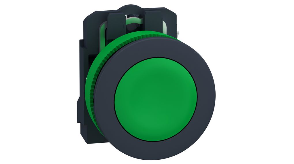 Pushbutton Switch Spring Return from Top/Bottom 1NO Panel Mount Green